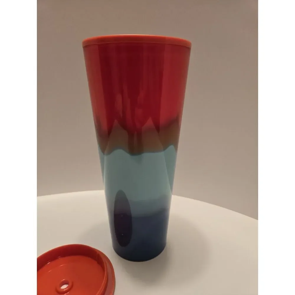 Starbucks Color Wave Red Aqua Blue Cup 24 Oz Venti NO STRAW‎